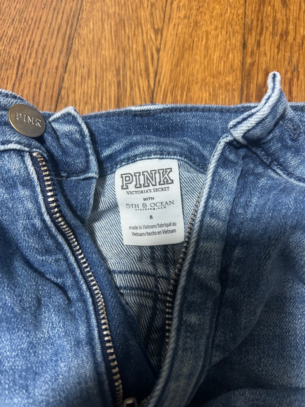 PINK Victoria's Secret Dark Blue Distressed Denim Shorts ASU - Picture 3 of 3